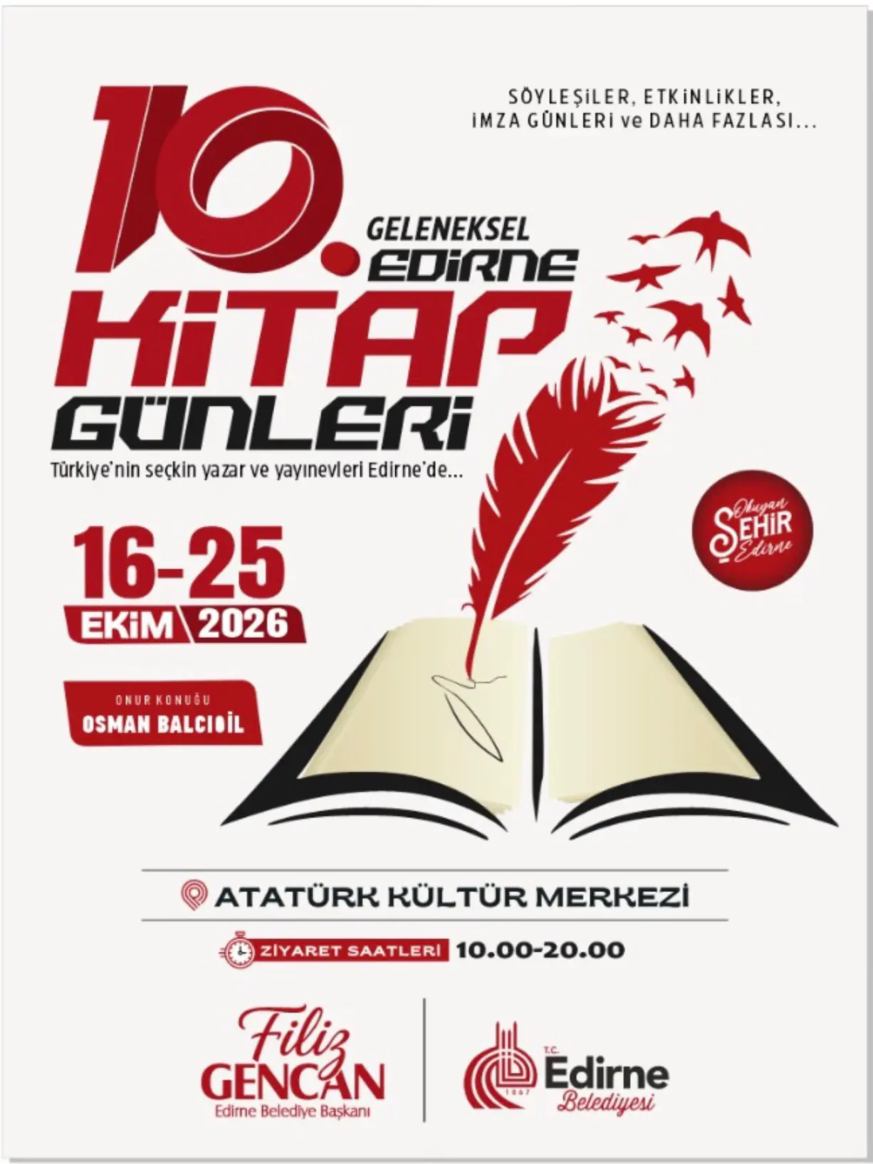 10. GELENEKSEL EDİRNE KİTAP GÜNLERİ 16 EKİM’DE BAŞLIYOR